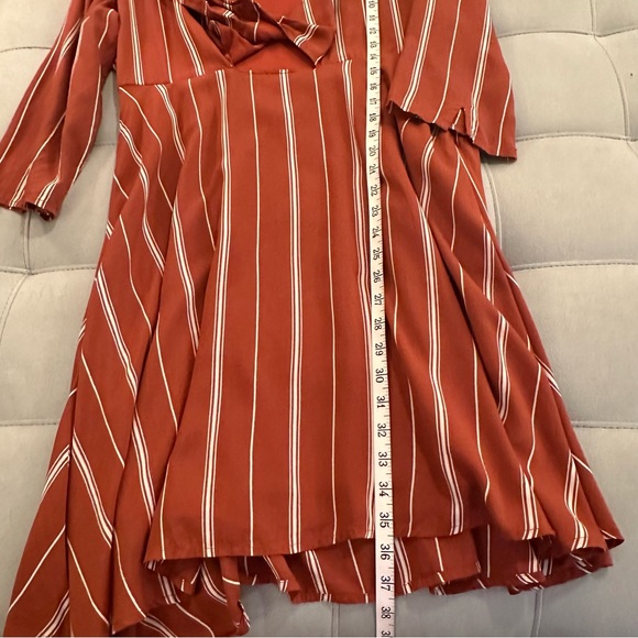 Amuse Society Let's Knot Rust Red Striped Dress Size Large - Picture 14 of 14